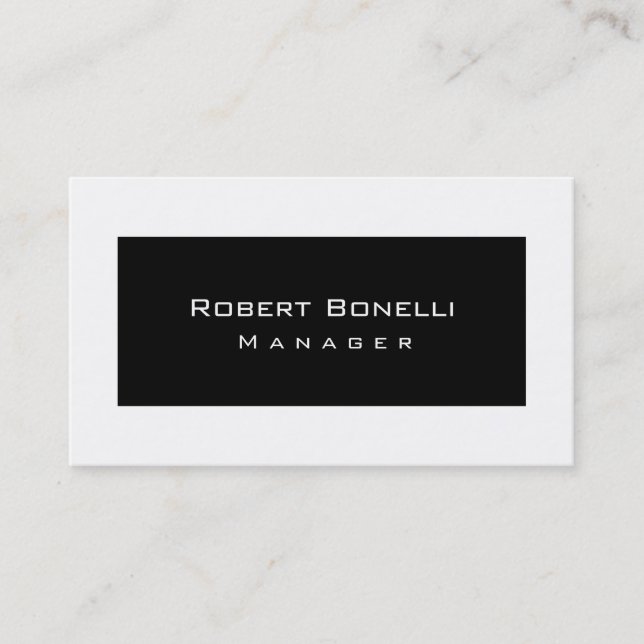 Black White Manager Modern Plain Carte de visite (Devant)
