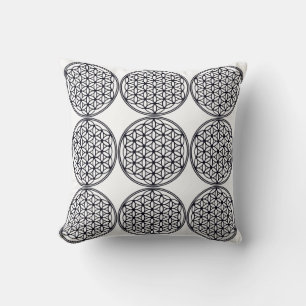 Black White Mandala Geometric Pattern Pillow