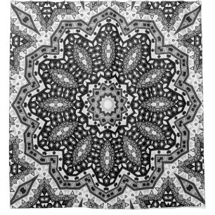 Black white mandala, kaleidoscope, round ornament