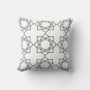 Black White Mandala Pattern Pillow Fabric Paint