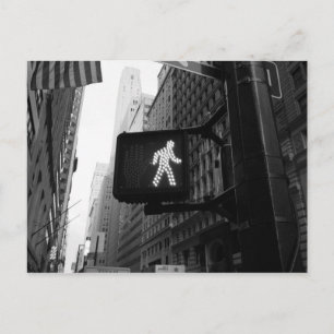 Black White Manhattan New York Walk Sign Postcard
