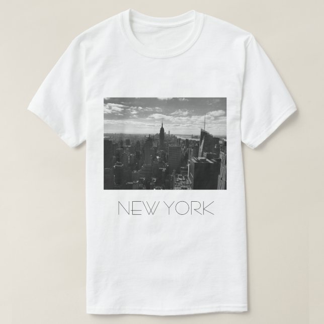 Black & White Manhattan Skyline T Shirt New York (Design Front)