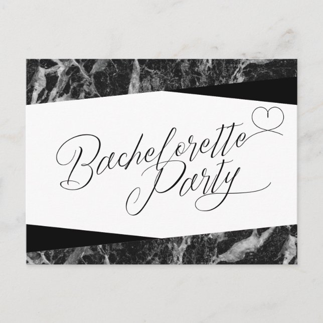 Black White Marble Bachelorette Postcard (Front)