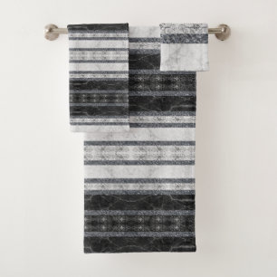 Black & White Marble  Bathroom Towel Sets