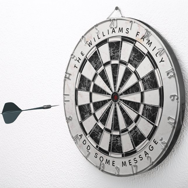 Black & White Marble Classic Custom Name & Message Dartboard (Creator Uploaded)