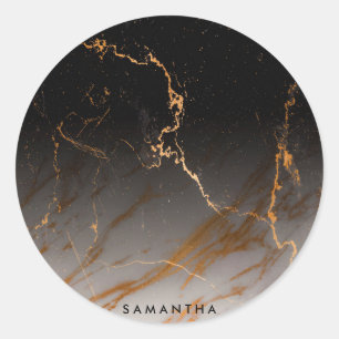 Black & White Marble Classic Round Sticker