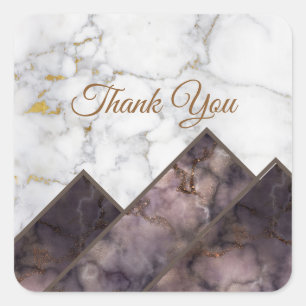 Black & White Marble Colour Block Mountain Range Square Sticker