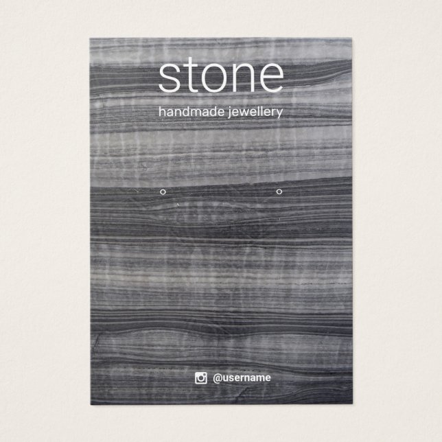 Black White Marble Earring Jewelry Display Card (Front)