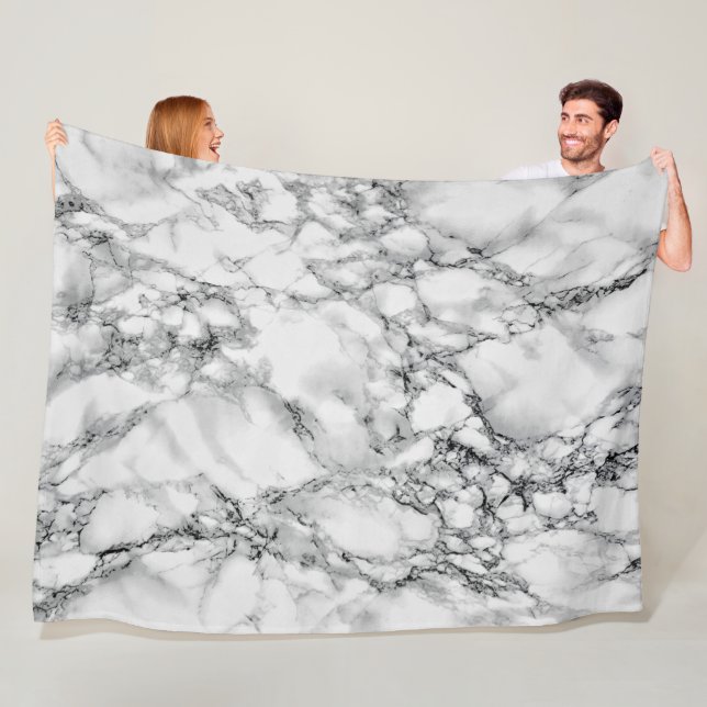 Black White Marble Fleece Blanket (In Situ)