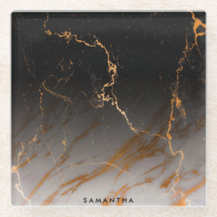 Black & White Marble Glass Coaster