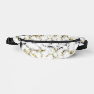 Black white marble gold faux sparkle bling fanny pack