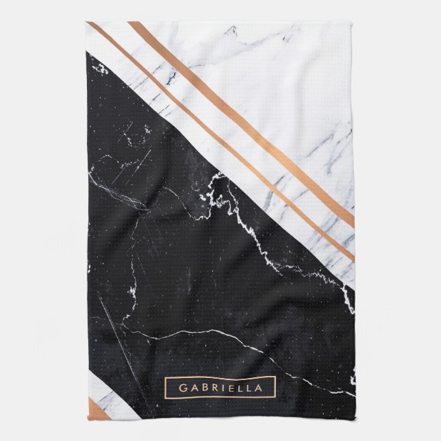 Black & White Marble Kitchen Towel (Vertical)