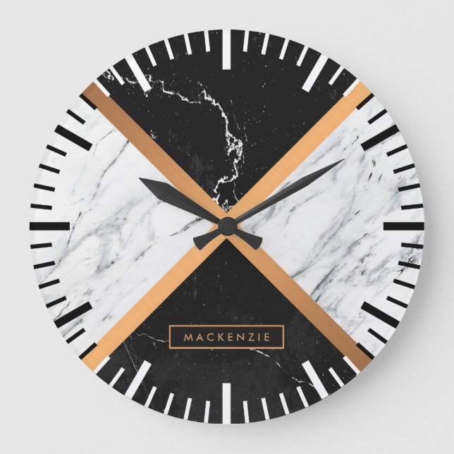 Black & White Marble Large Clock (Front)
