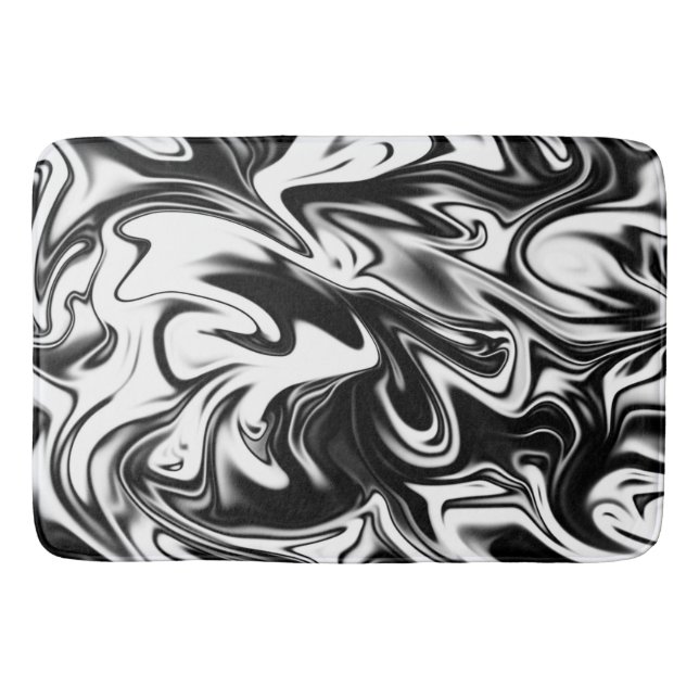 Black White Marble, Large Memory Foam Bath Mat (Front)