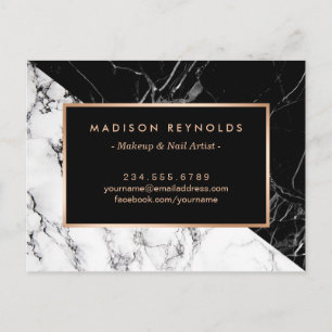 Black White Marble Makeup Artist Aftercare Card