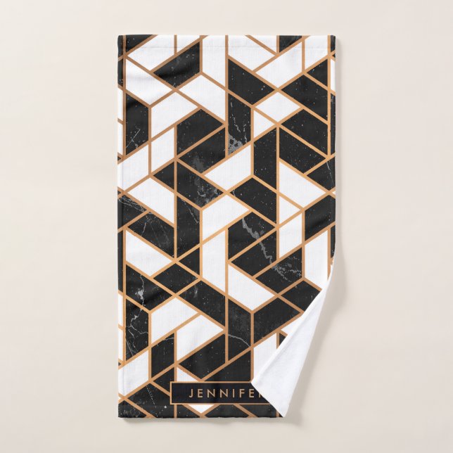 Black & White Marble Mosaic Bath Towel Set (Hand Towel)