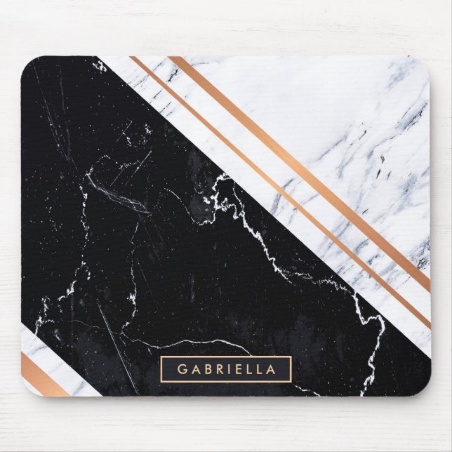 Black & White Marble Mouse Pad (Front)