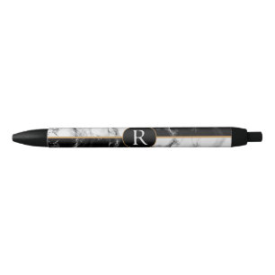 Black White Marble Pen with Custom Text
