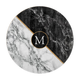 Black White Marble Personalized Cutting Board