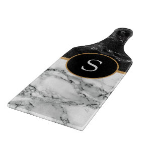 Black White Marble Personalized Cutting Board