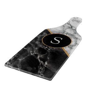 Black White Marble Personalized Cutting Board