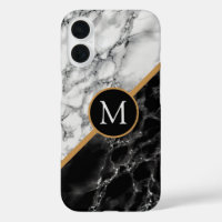 Black White Marble Personalized Letter Monogram