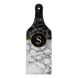 Black & White Marble Stone - Add Letter/ Year Cutting Board