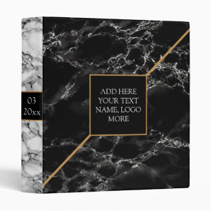 Black White Marble Stone - Add Text/Year /Logo Binder