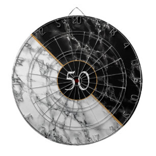 Black & White Marble Stone - Add Your Age / Year Dartboard