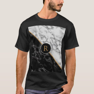 Black & White Marble Stone - Add Your Letter /Year T-Shirt