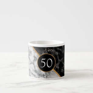 Black & White Marble Stone - Add Your Year /Letter Espresso Cup