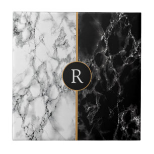 Black & White Marble Stone - Customizable Tile
