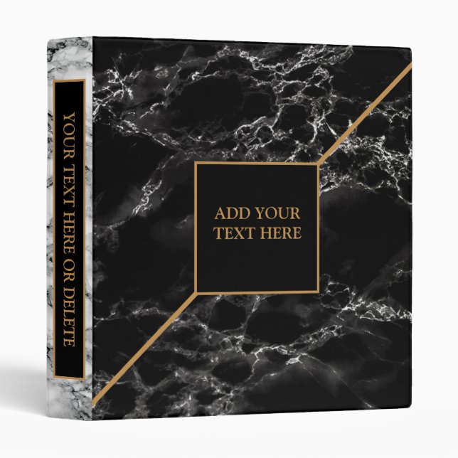 Black White Marble Stone - Personalized Binder (Front/Spine)