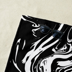 Black & White Marble Style Beach Towel
