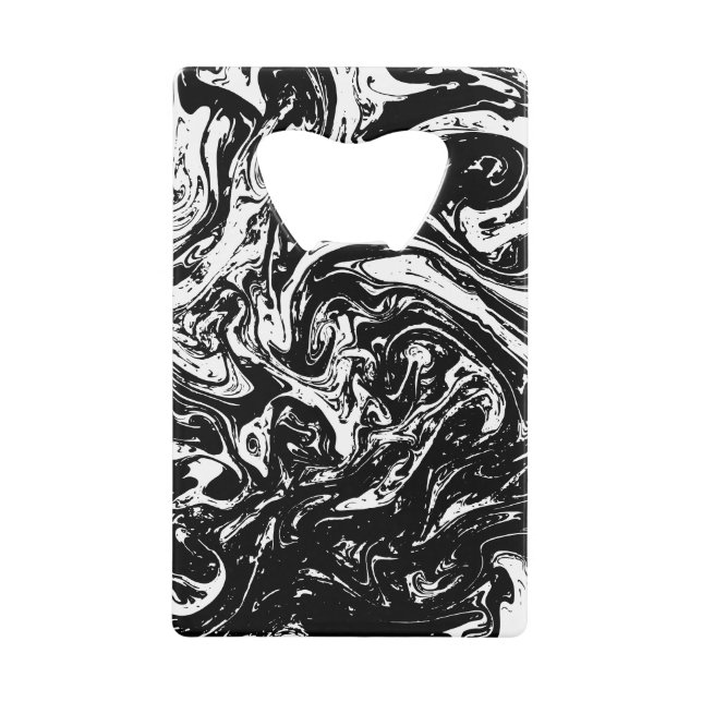 Black & White Marble Style Credit Card Bottle Opener (Front)