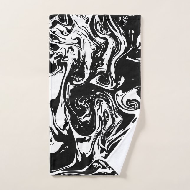 Black & White Marble Style Hand Towel (Hand Towel)