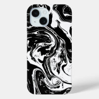 Black & White Marble Style iPhone 15