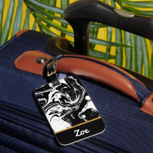 Black & White Marble Style Luggage Tag