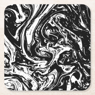 Black & White Marble Style Paper Coaster