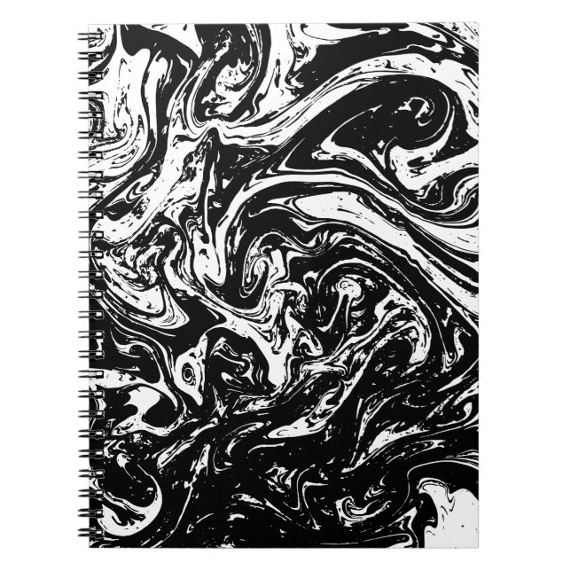 Black & White Marble Style Spiral Notebook (Front)