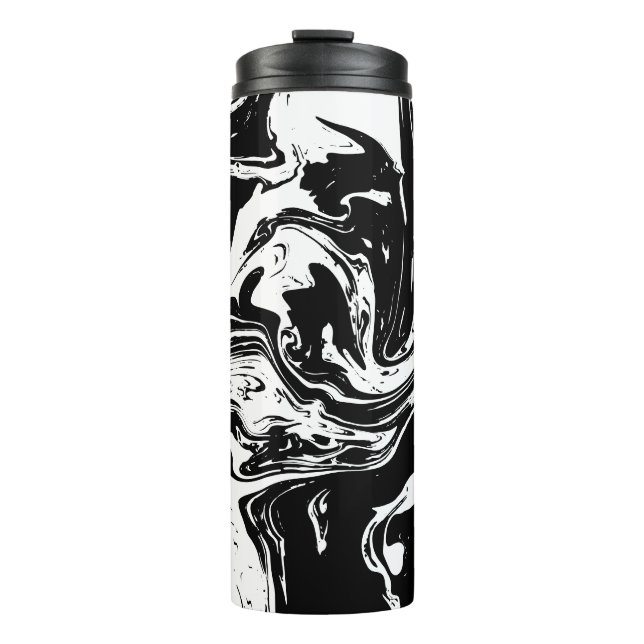 Black & White Marble Style Thermal Tumbler (Front)