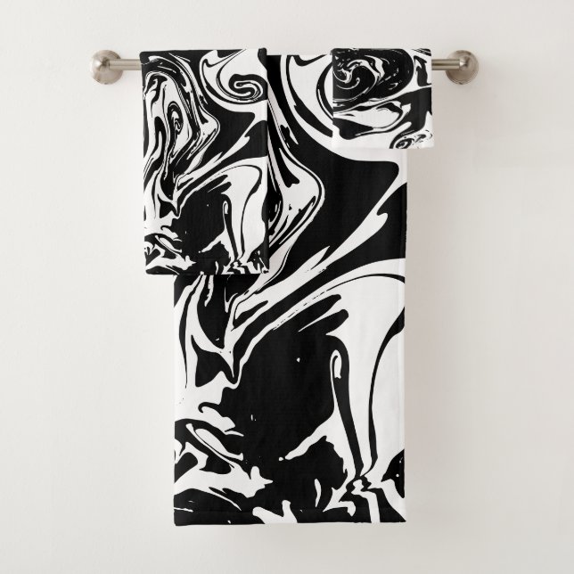 Black & White Marble Style Towel Set (Insitu)
