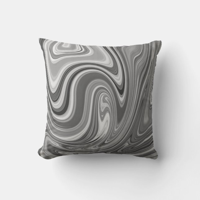 Black & White Marble Swirls Throw Pillow (Front)