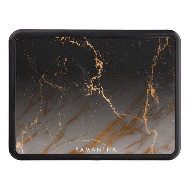 Black & White Marble Trailer Hitch Cover (Front)