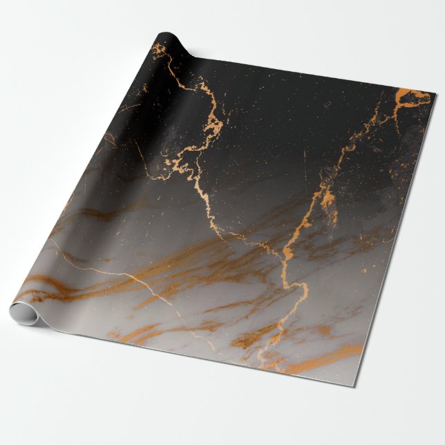 Black & White Marble Wrapping Paper (Unrolled)