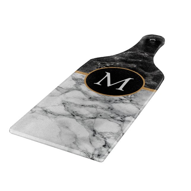 Black White Marble Your Personalized Cutting Board (Corner)