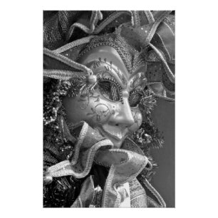 Black & White Mardi Gras Mask Poster