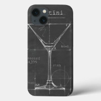 Black & White Martini Glass Blueprint