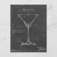 Black & White Martini Glass Blueprint