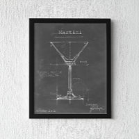 Black & White Martini Glass Blueprint